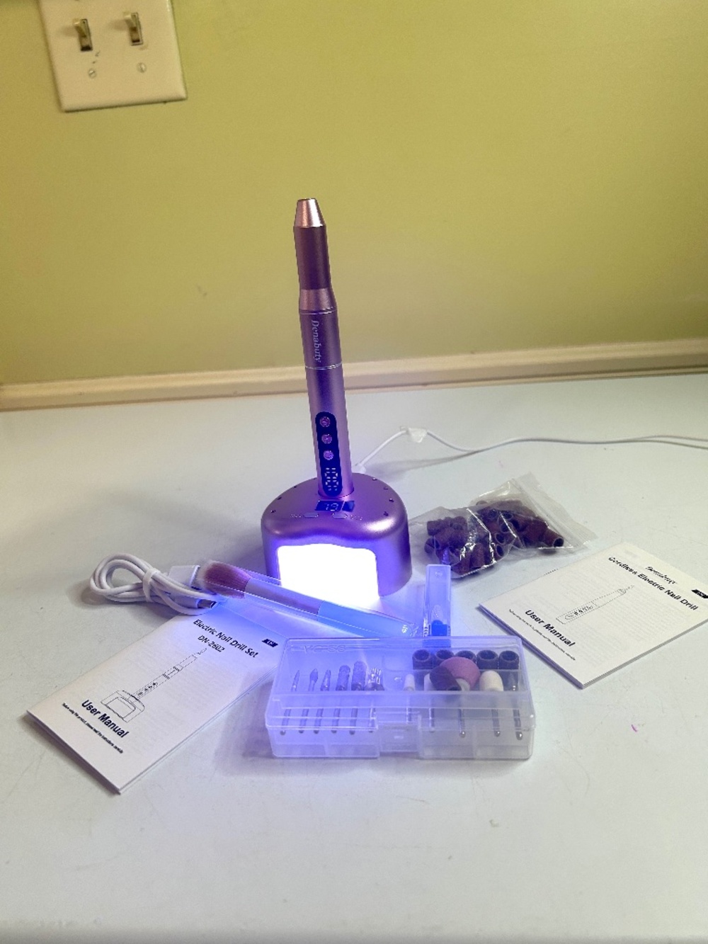 LED Nail Light And Nail Drill Set Pink - Picture 9 of 15